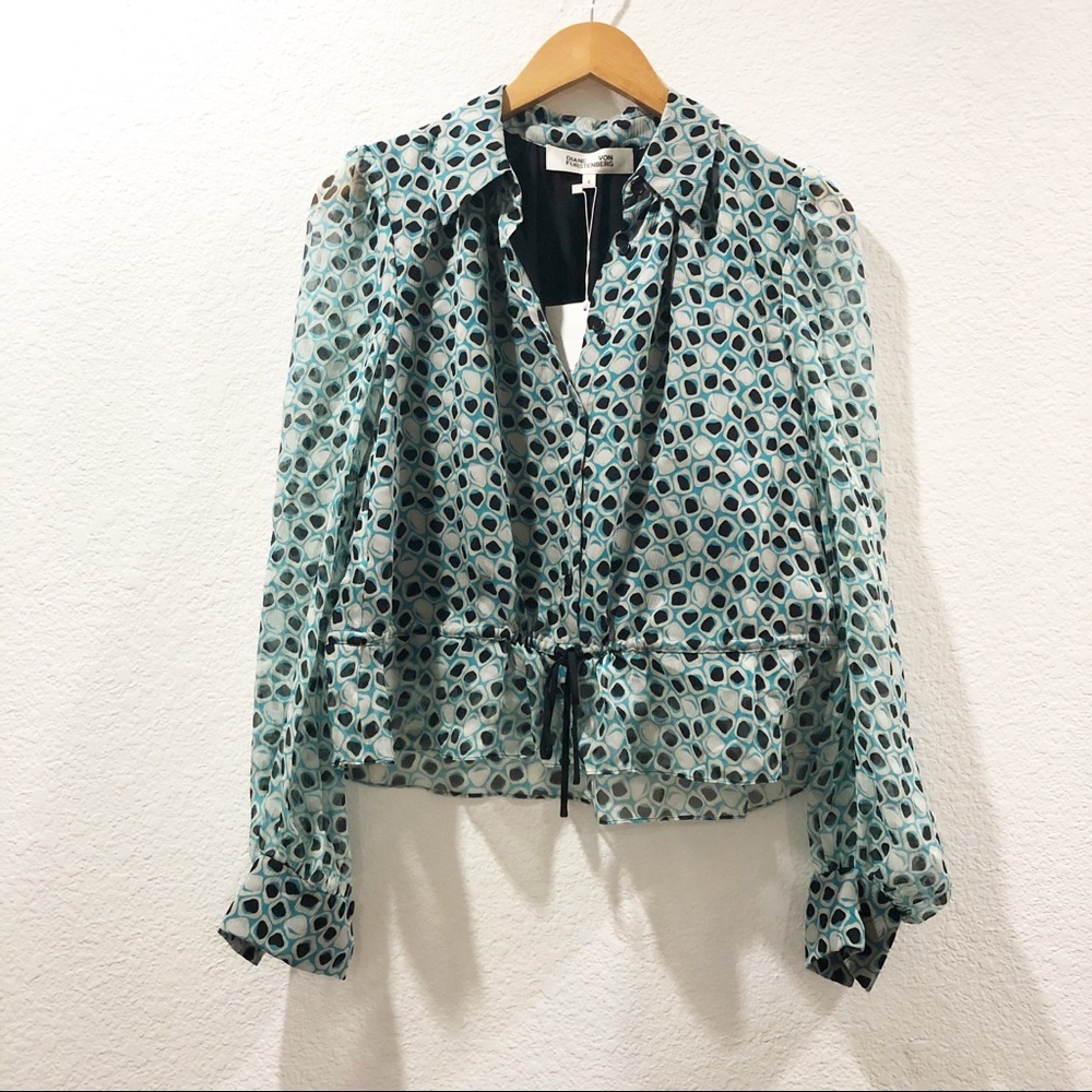 NWT diane von furstenberg Pilla Chiffon Blouse - Picture 4 of 8
